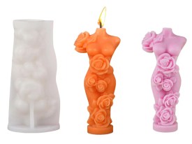 Molde silicona silueta mujer con rosas